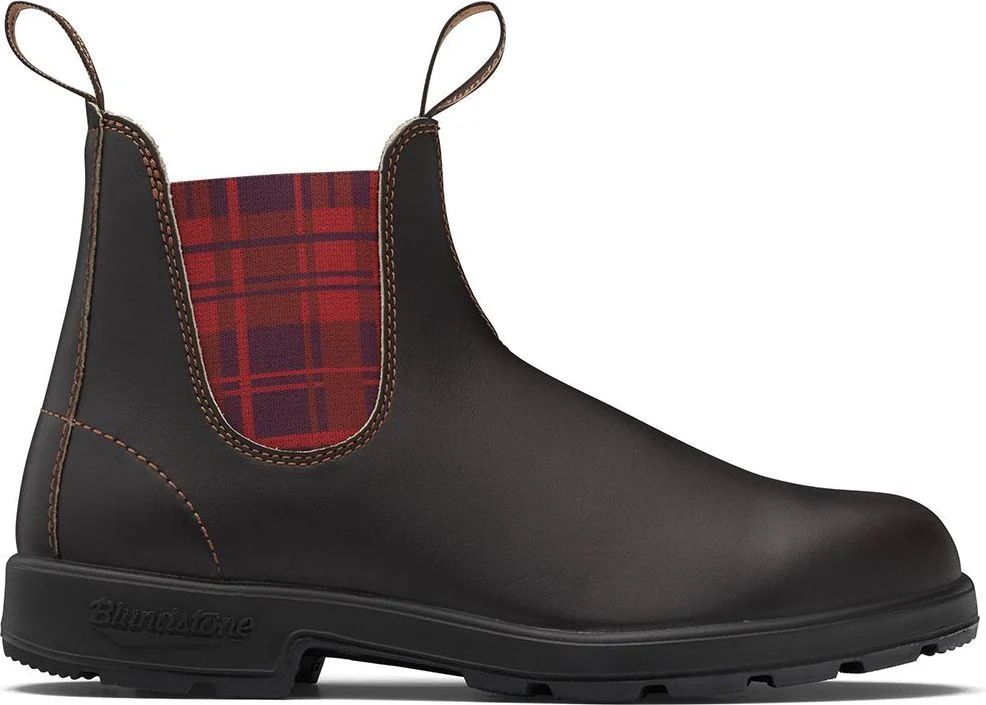 Blundstone 2100 - Original Brown With Burgundy Tartan Elastic - Image 2