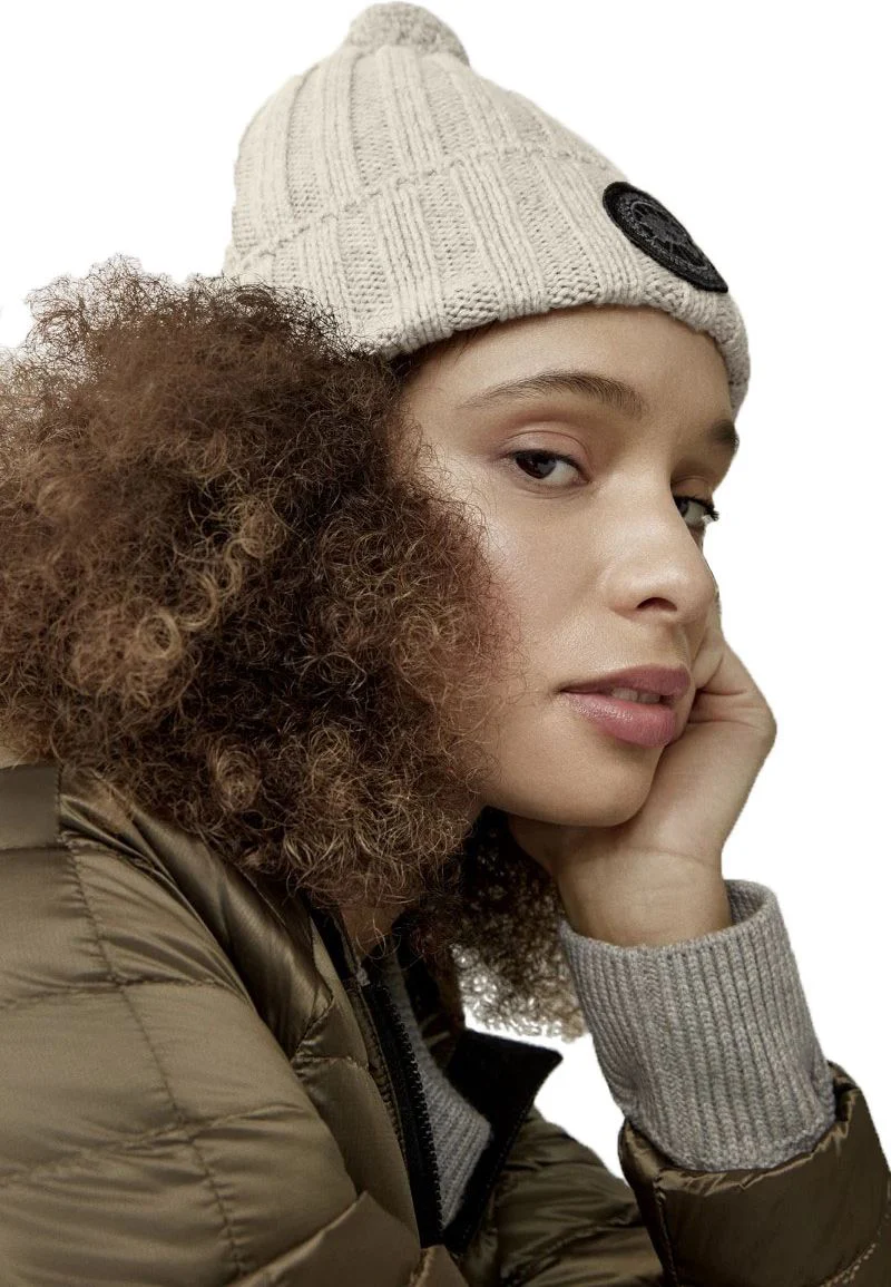 Rib Pom Beanie Cashmere Tan - Image 2