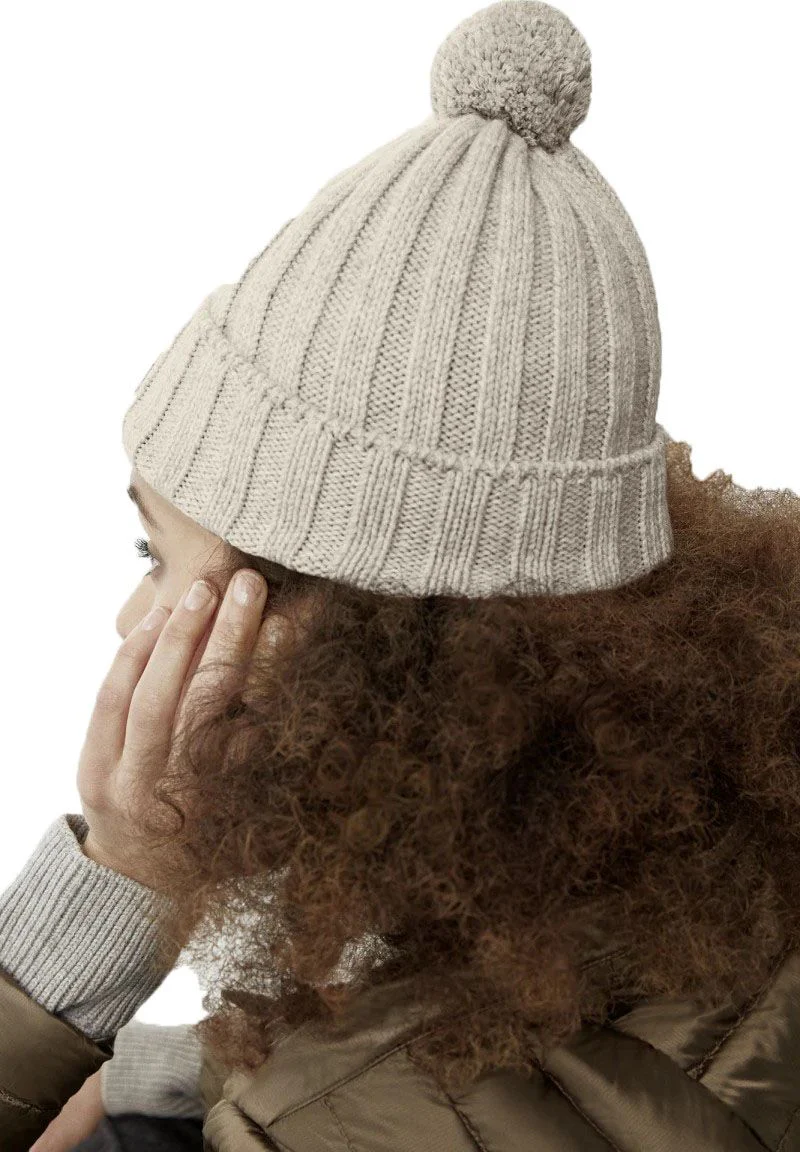 Rib Pom Beanie Cashmere Tan - Image 3