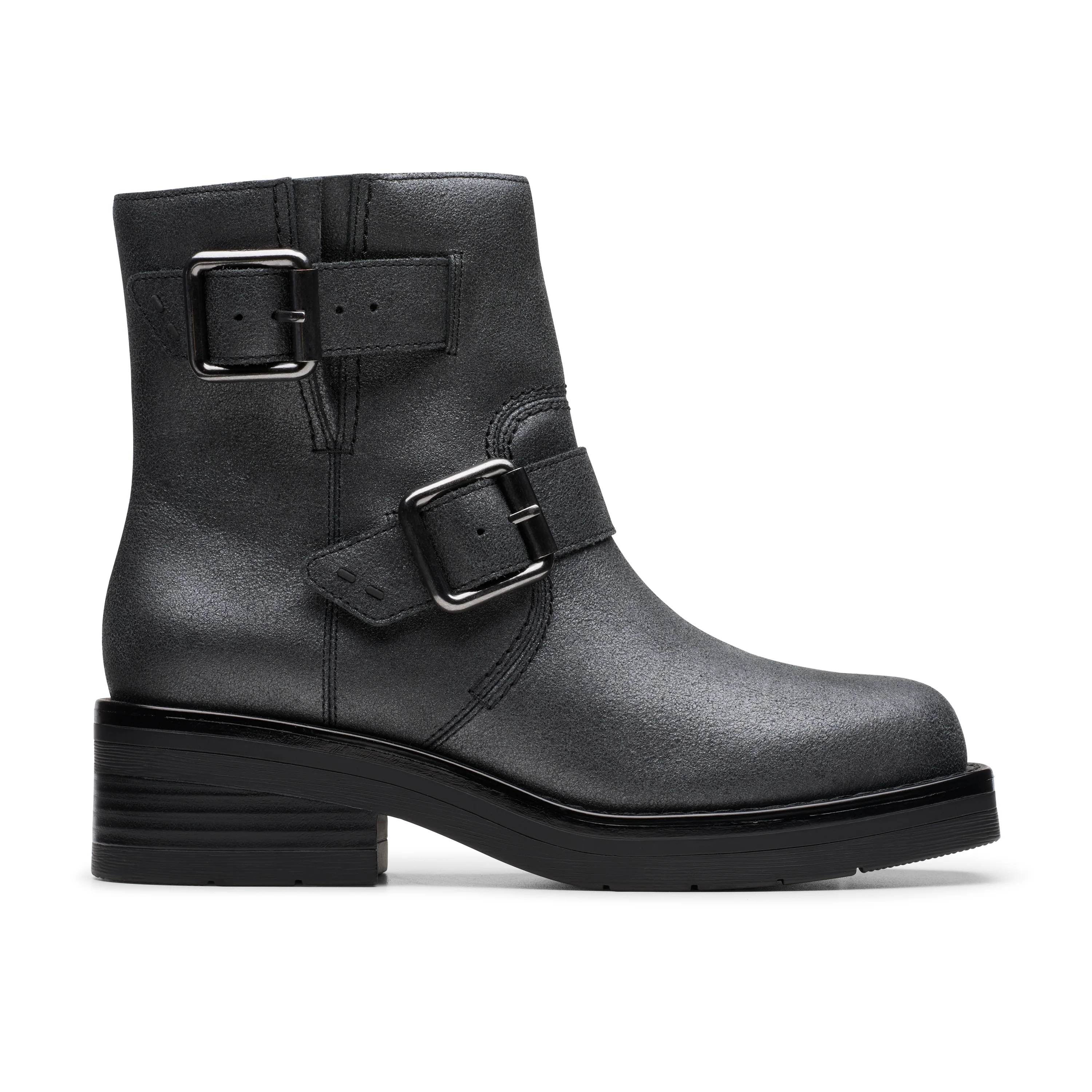 Rebelle Buckle Leather Pewter Metallic - Image 2