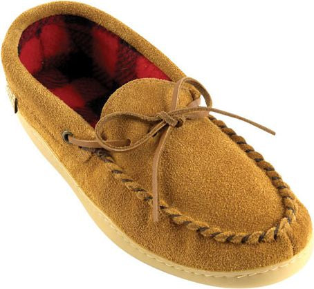 Mens Kouba Sole Plaid Lined Slipper - Brown Suede - Made In Canada