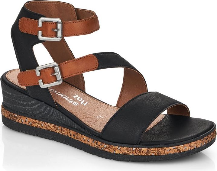 Black Ankle Strap Wedge Sandal