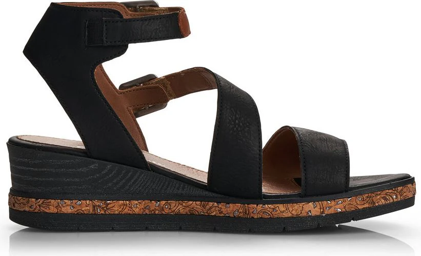 Black Ankle Strap Wedge Sandal - Image 2