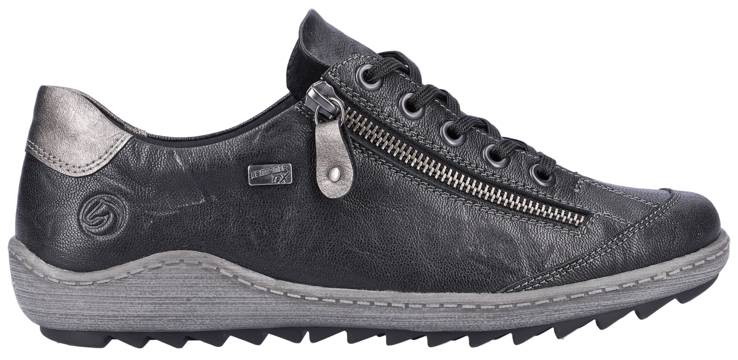 Black Lace Up W Side Zip