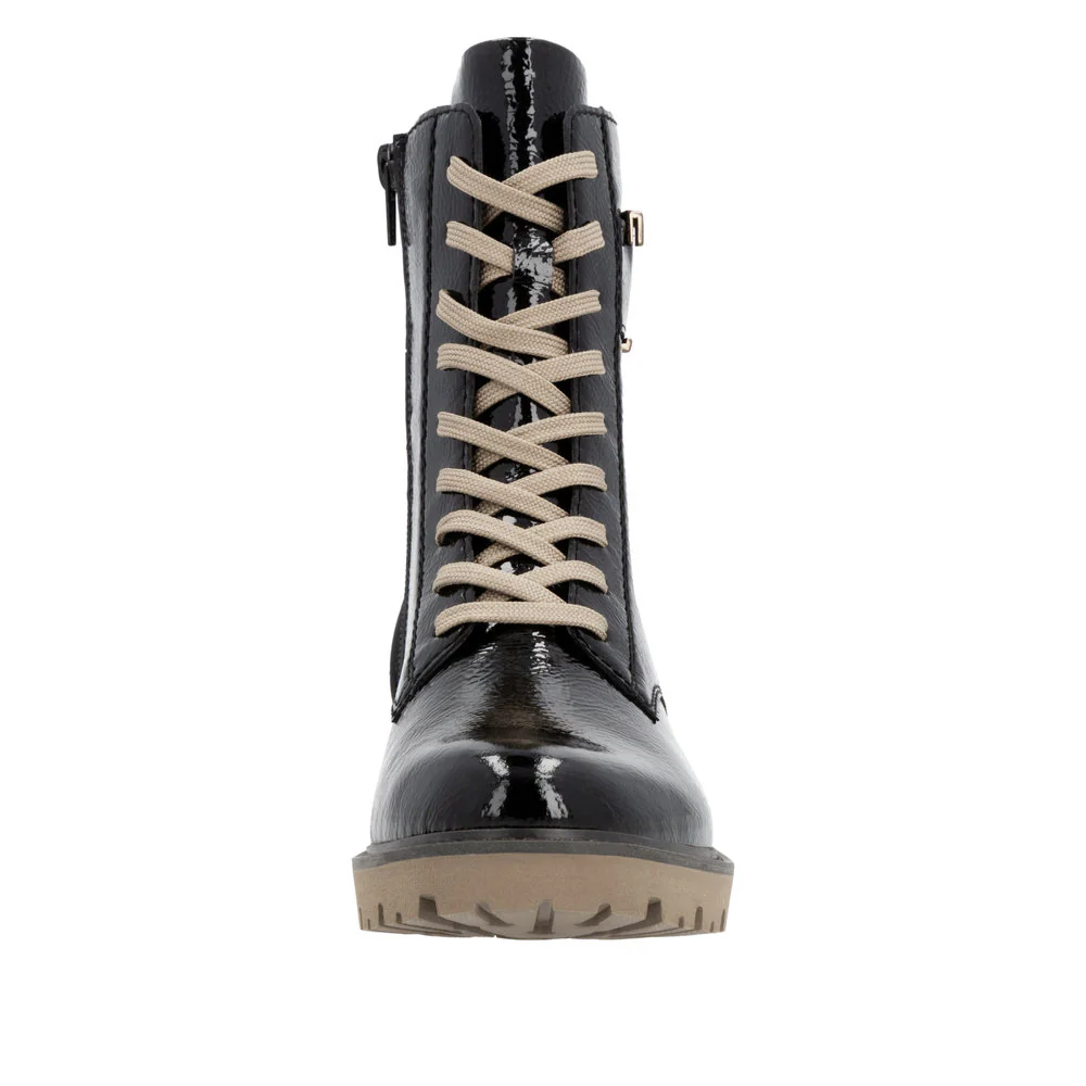 Black Lined Lace Up Boot - Image 4