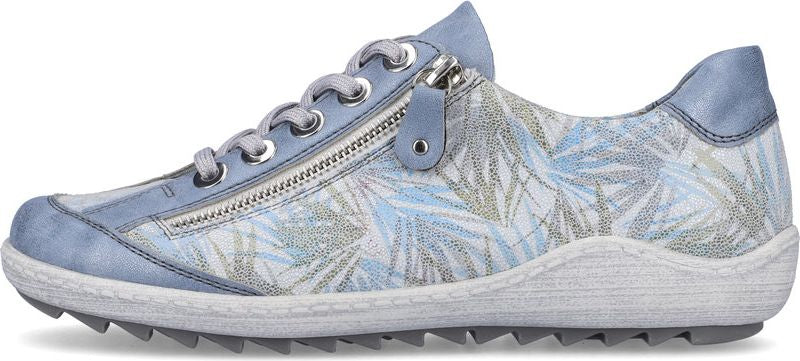Blue Pattern Lace Up With Side Zip - Image 3