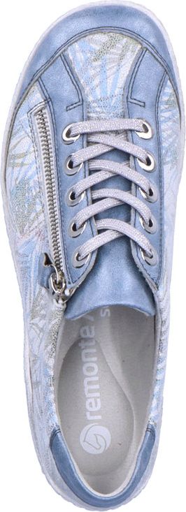 Blue Pattern Lace Up With Side Zip - Image 4