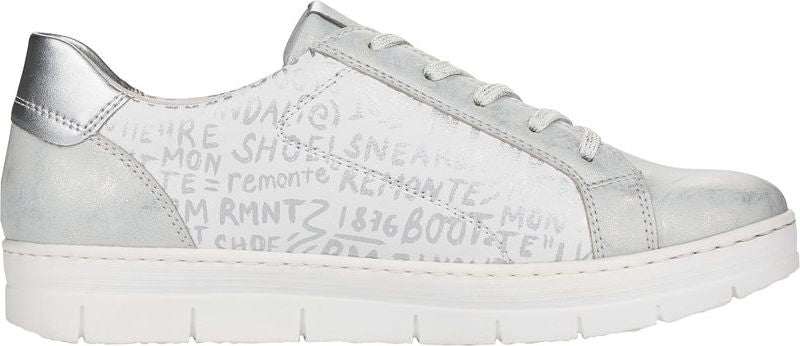 White/Silver Giraffe Print Lace Up - Image 2