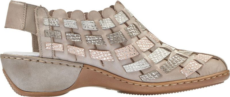 Grey/Metallic Woven Slingback - Image 2