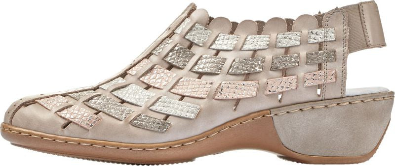 Grey/Metallic Woven Slingback - Image 3