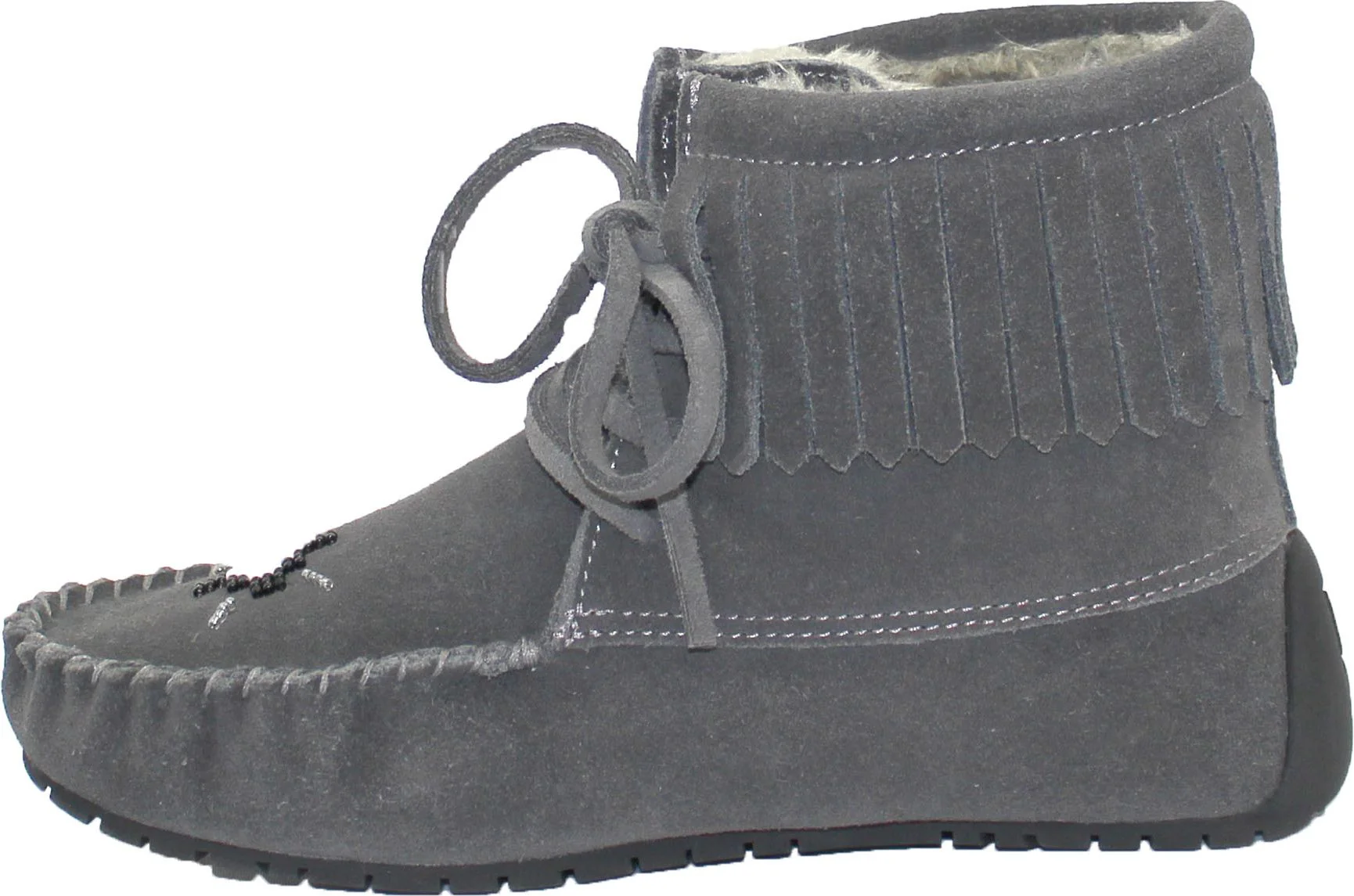 Short Laceup Charcoal Suede Boot - Image 2