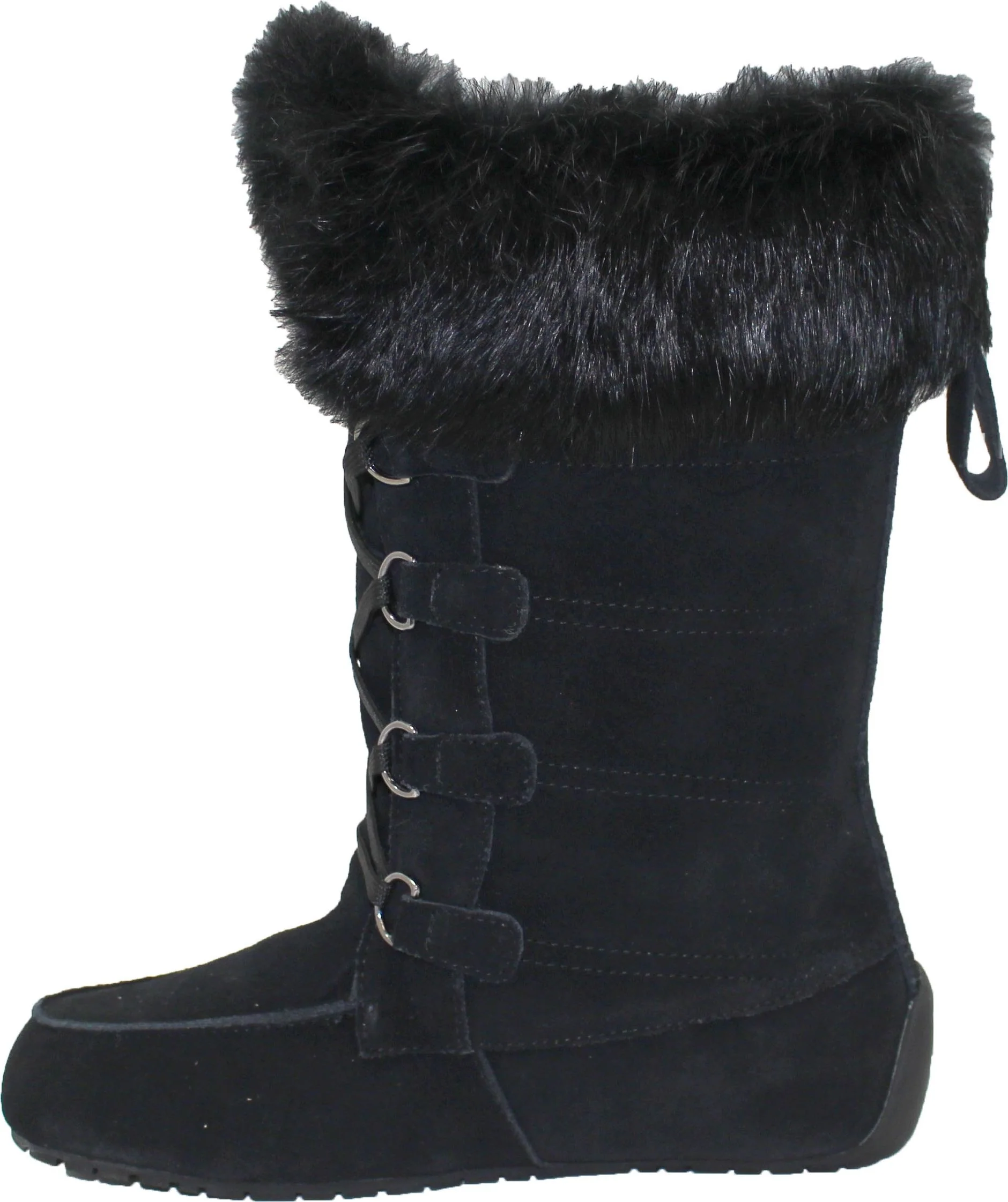 Tall Laceup Black Suede Boot - Image 2